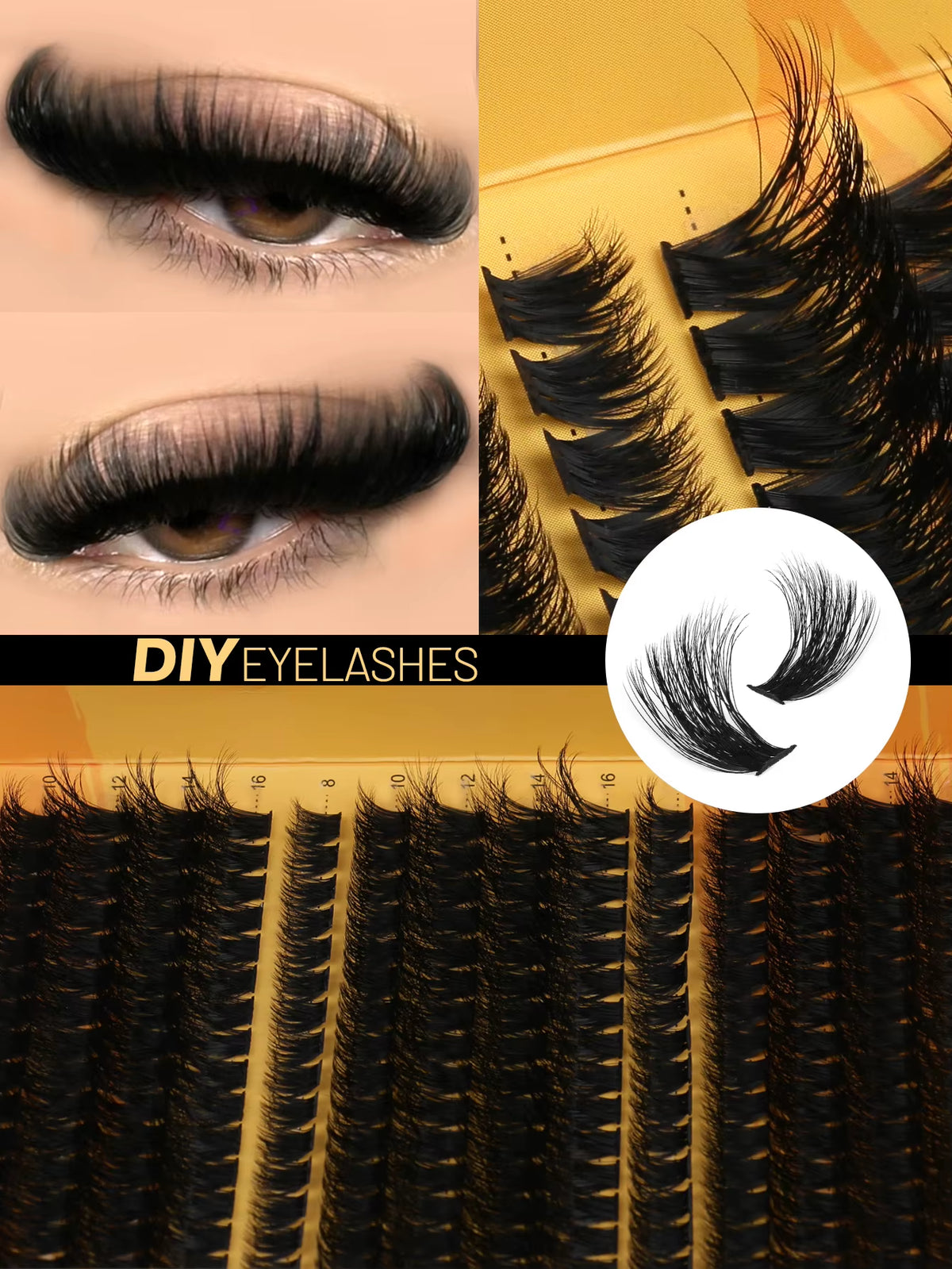 Cluster Lashes DIY Eyelash Extension C Curl Long Individual Lashes Mixed Tray Faux Mink Lash Clusters Extensions