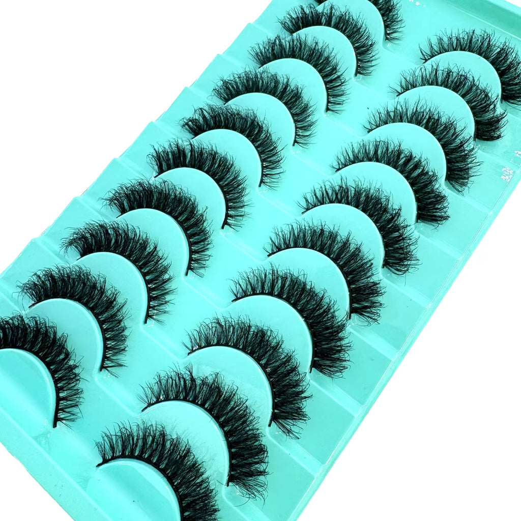 10 Pairs Faux Mink Eyelashes Handmade False Eyelashes Natural Nude Makeup Simulation Cross Messy Eye 3D Curly Eyelashes