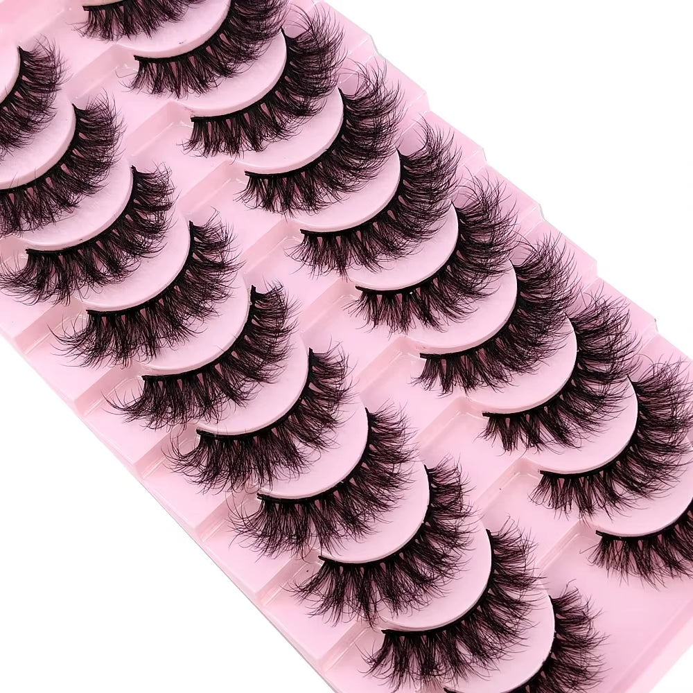10 Pairs Faux Mink Eyelashes Handmade False Eyelashes Natural Nude Makeup Simulation Cross Messy Eye 3D Curly Eyelashes
