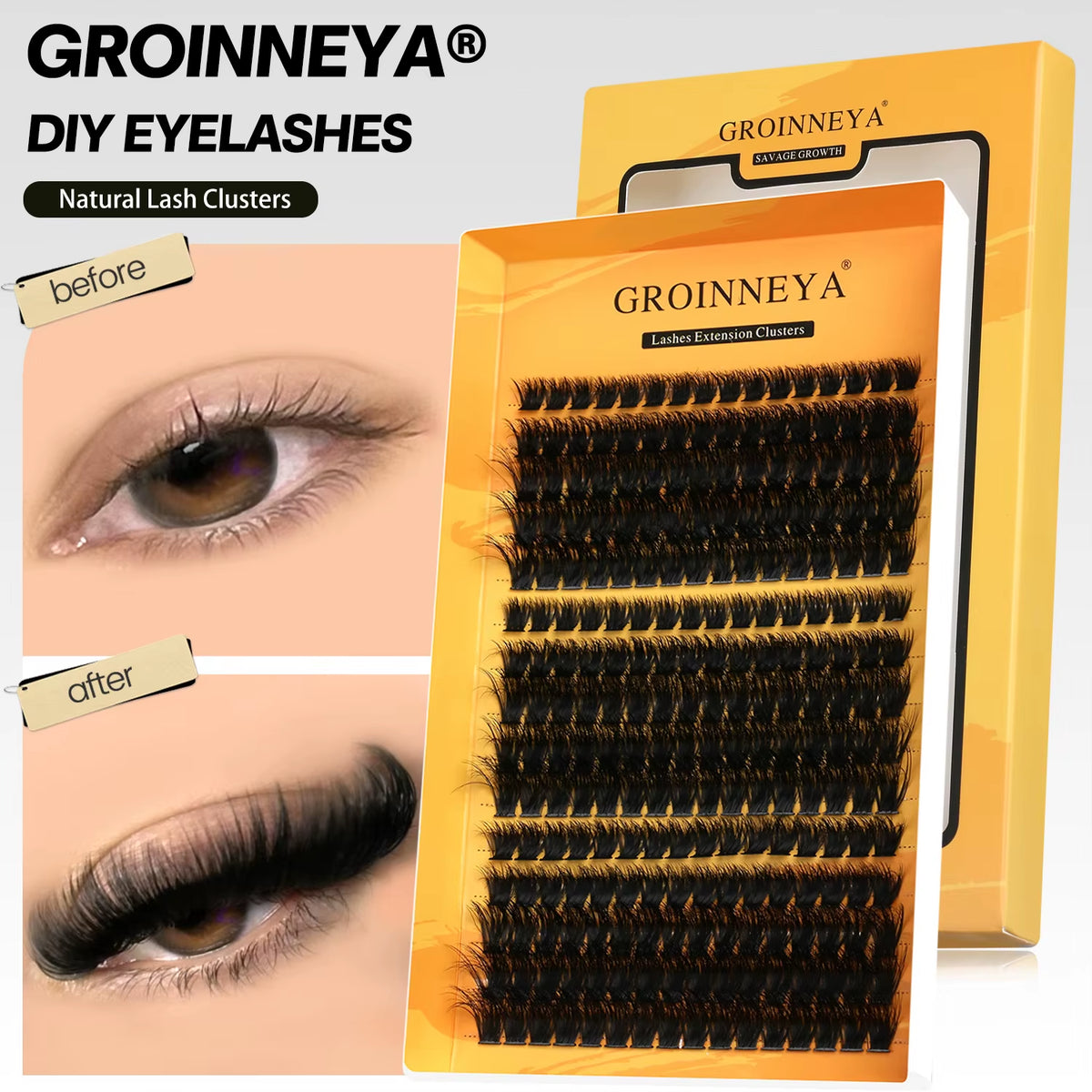 Cluster Lashes DIY Eyelash Extension C Curl Long Individual Lashes Mixed Tray Faux Mink Lash Clusters Extensions