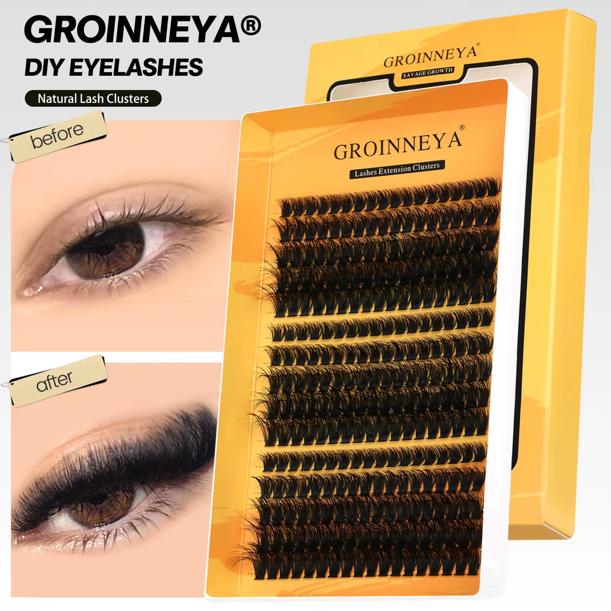 Cluster Lashes DIY Eyelash Extension C Curl Long Individual Lashes Mixed Tray Faux Mink Lash Clusters Extensions