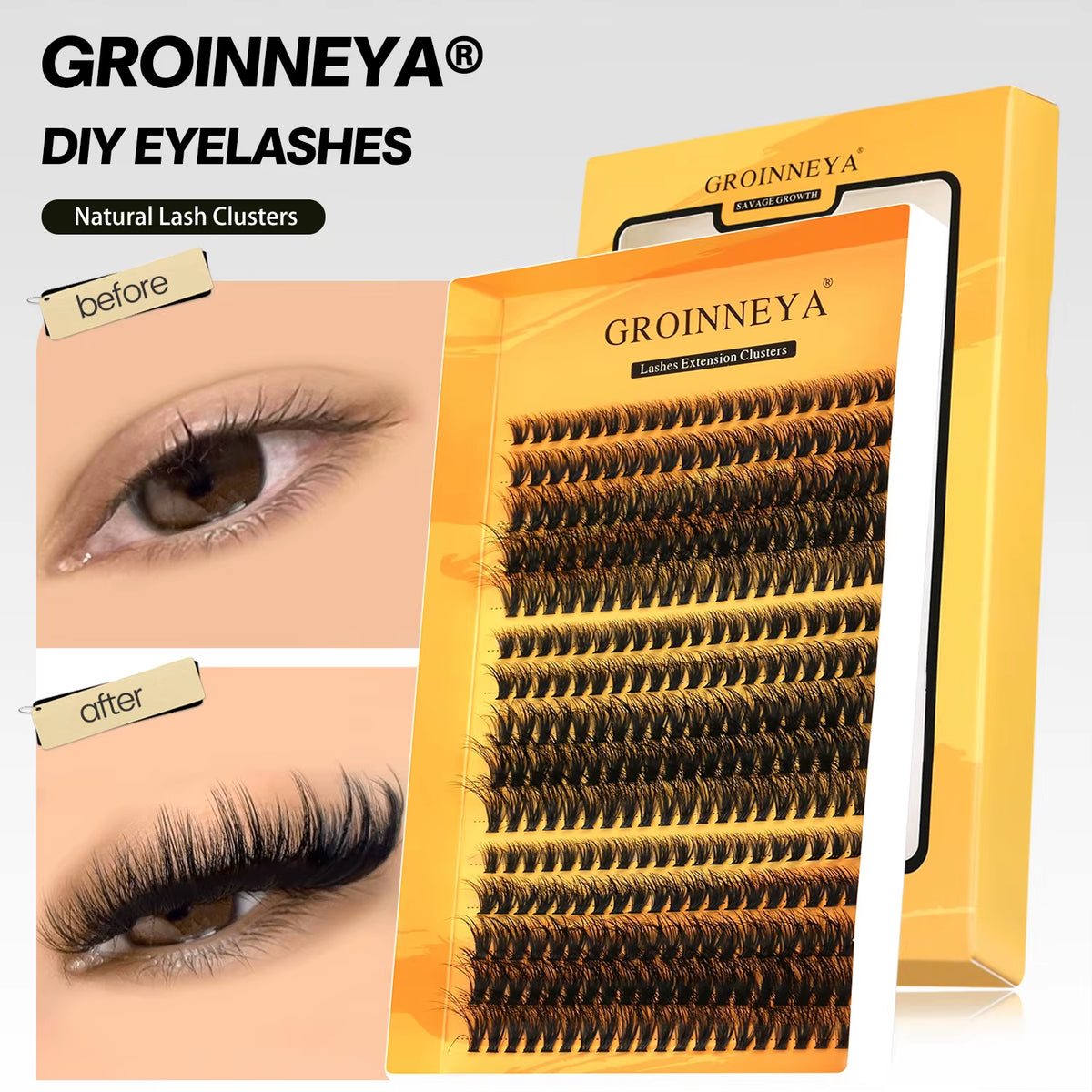 Cluster Lashes DIY Eyelash Extension C Curl Long Individual Lashes Mixed Tray Faux Mink Lash Clusters Extensions