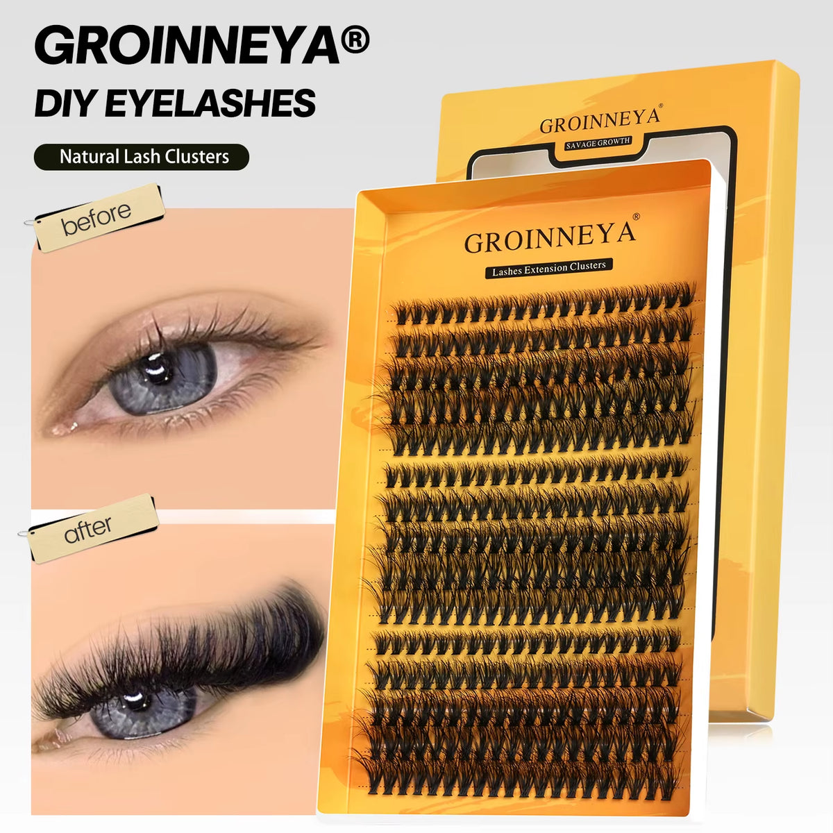 Cluster Lashes DIY Eyelash Extension C Curl Long Individual Lashes Mixed Tray Faux Mink Lash Clusters Extensions