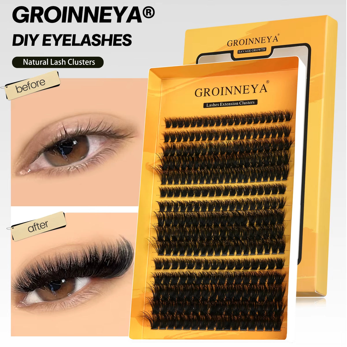 Cluster Lashes DIY Eyelash Extension C Curl Long Individual Lashes Mixed Tray Faux Mink Lash Clusters Extensions