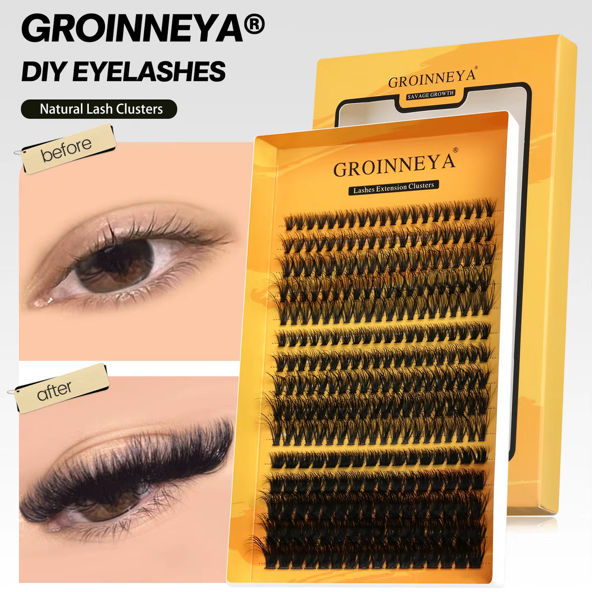 Cluster Lashes DIY Eyelash Extension C Curl Long Individual Lashes Mixed Tray Faux Mink Lash Clusters Extensions
