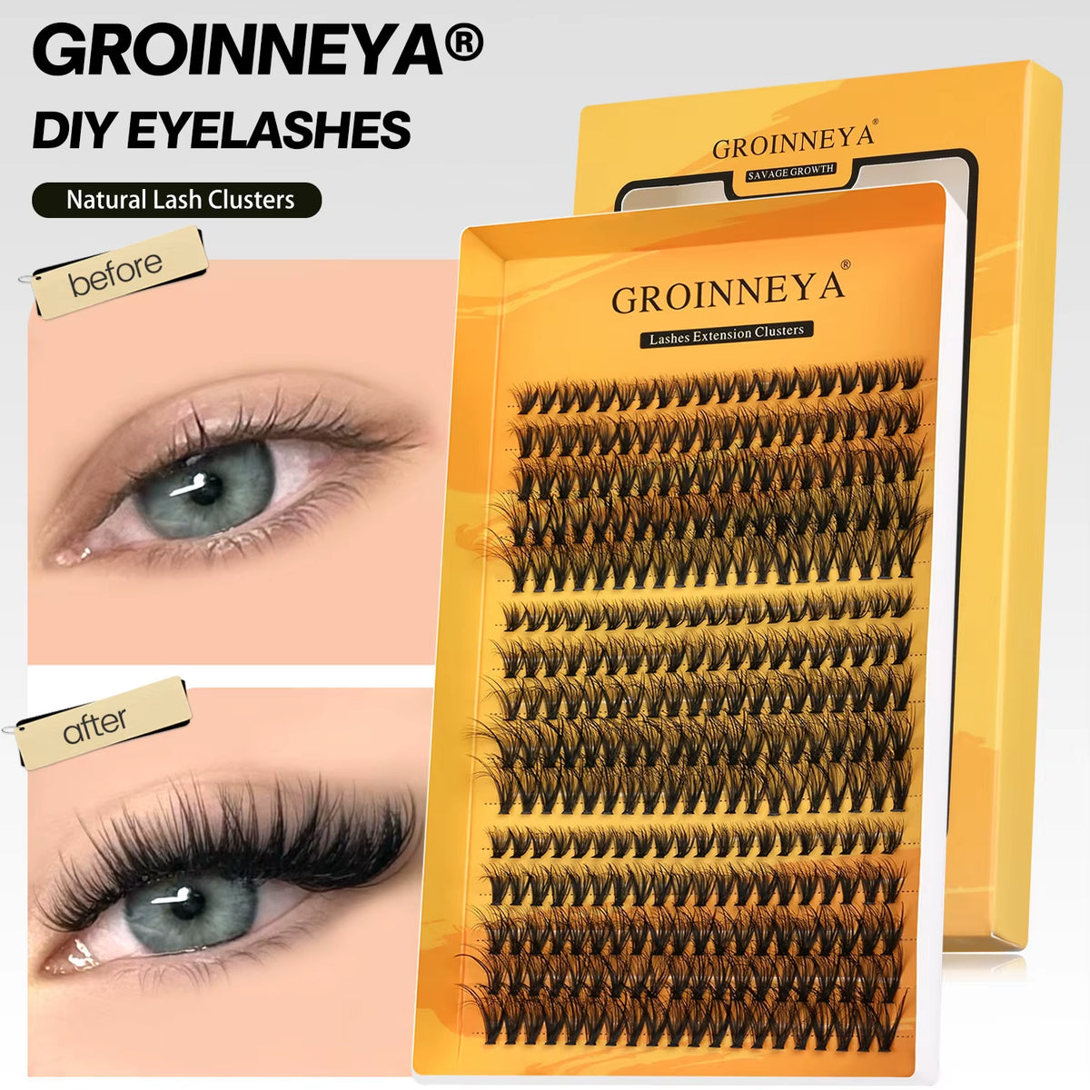 Cluster Lashes DIY Eyelash Extension C Curl Long Individual Lashes Mixed Tray Faux Mink Lash Clusters Extensions