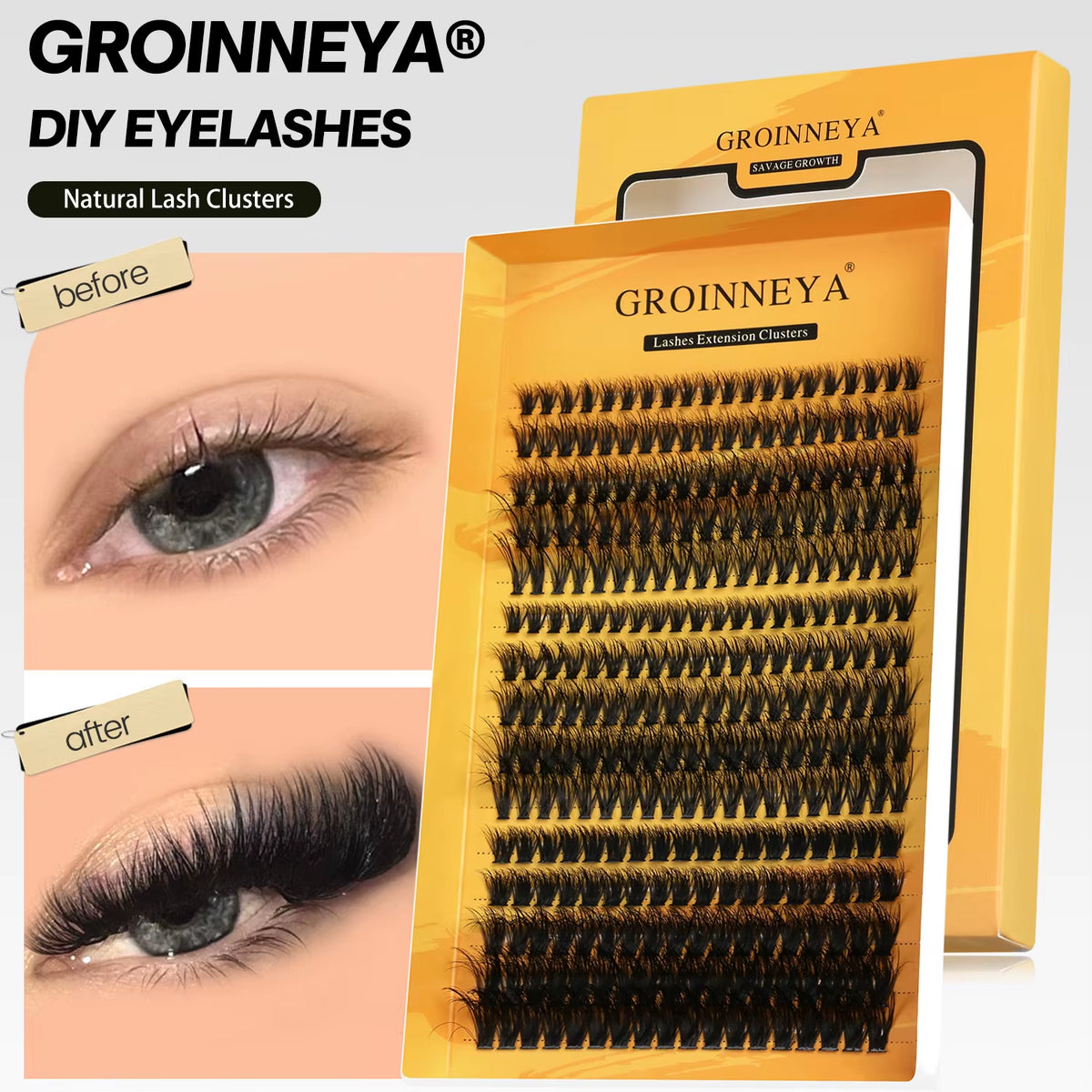 Cluster Lashes DIY Eyelash Extension C Curl Long Individual Lashes Mixed Tray Faux Mink Lash Clusters Extensions