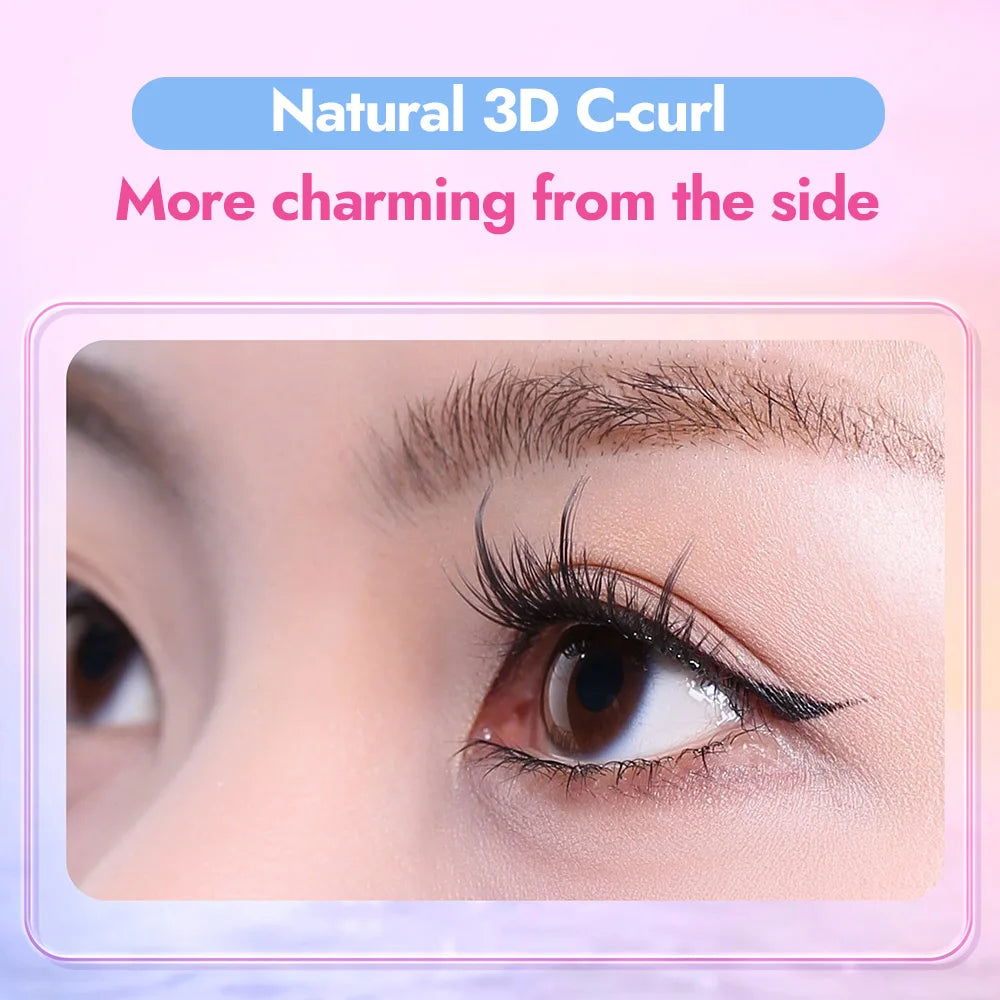 10 Rows of Large Capacity Glue-Free False Eyelashes Single Cluster 10-12MM C-Curled Natural Self-Adhesive False Eyelashes