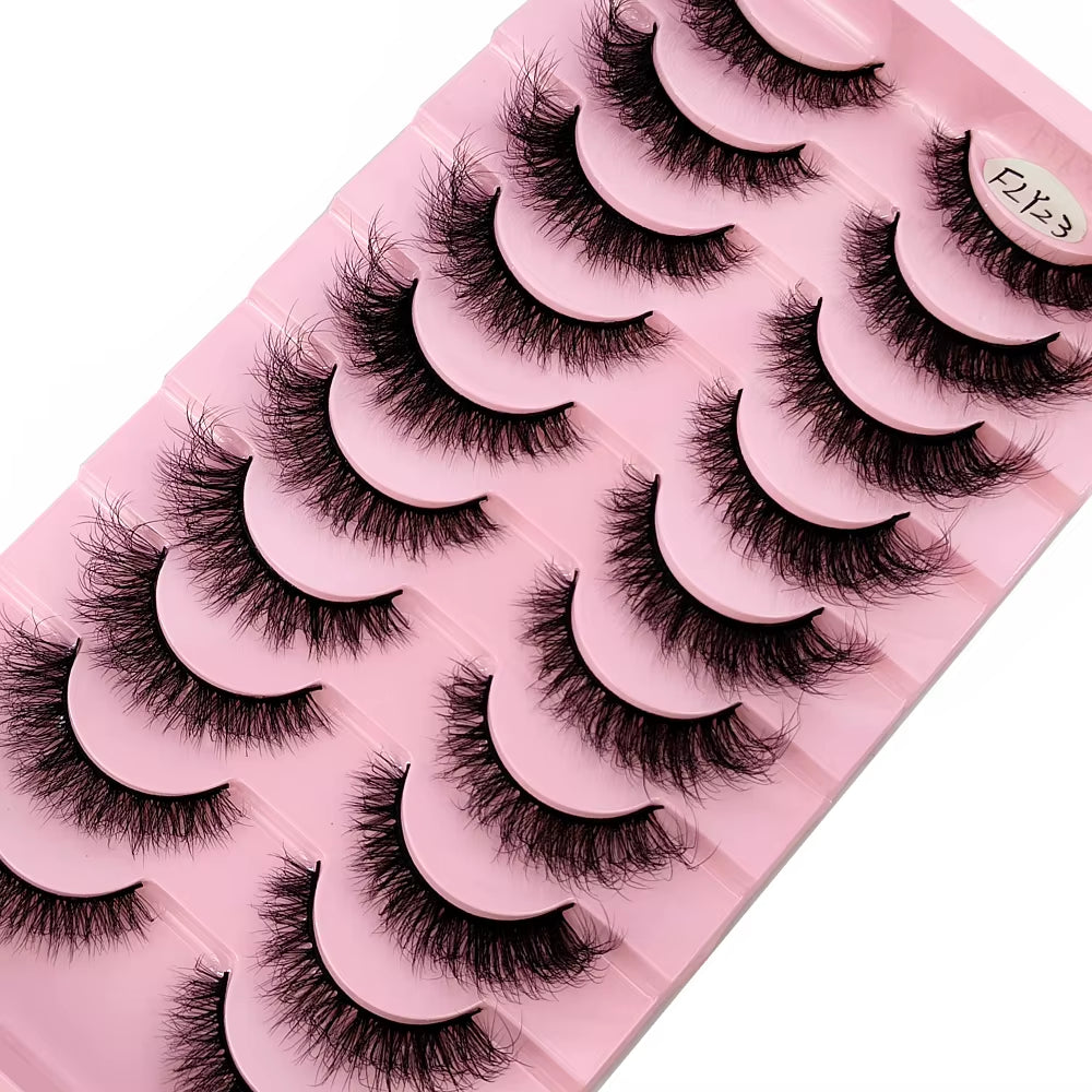 10 Pairs Faux Mink Eyelashes Handmade False Eyelashes Natural Nude Makeup Simulation Cross Messy Eye 3D Curly Eyelashes