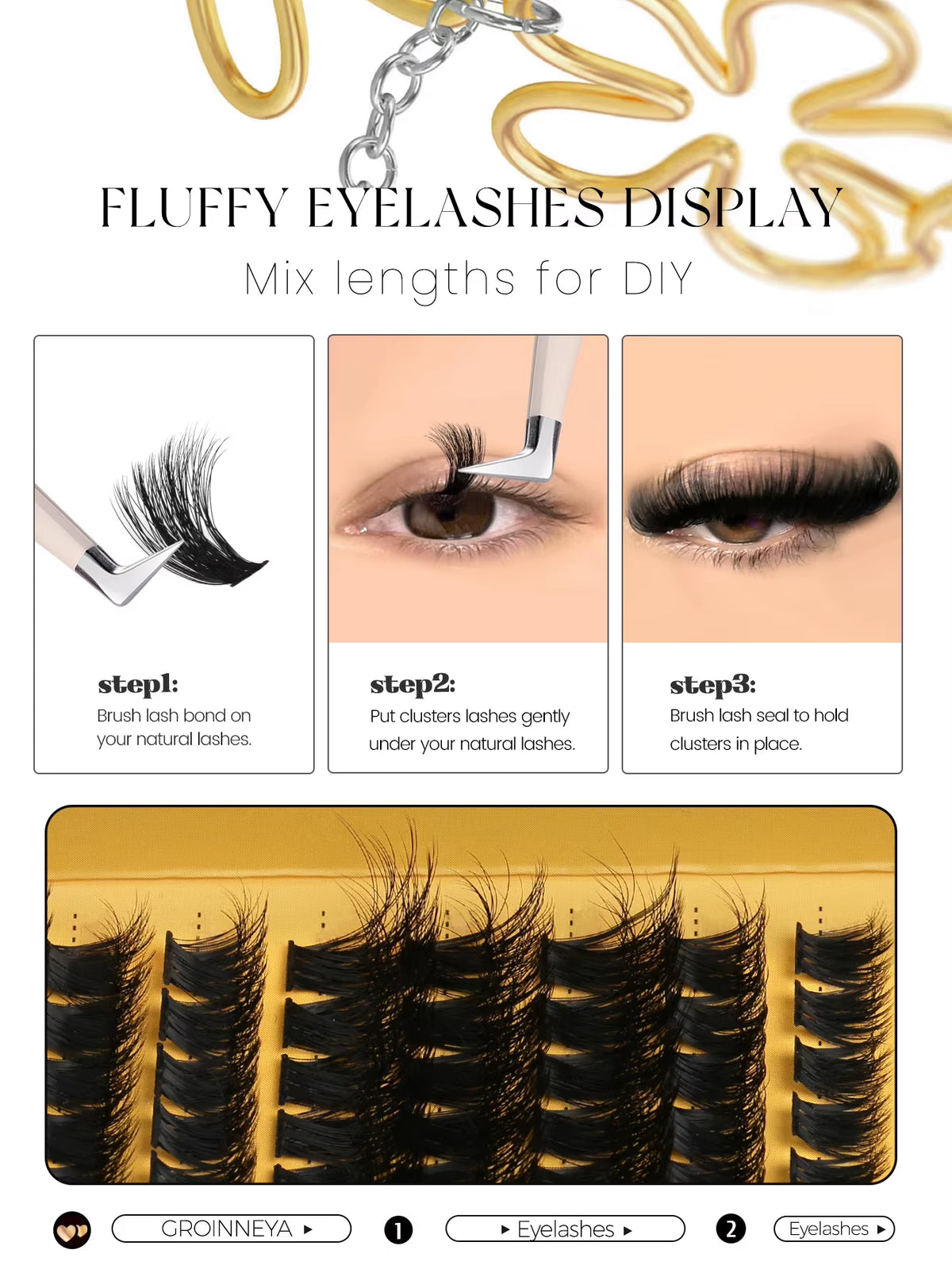Cluster Lashes DIY Eyelash Extension C Curl Long Individual Lashes Mixed Tray Faux Mink Lash Clusters Extensions
