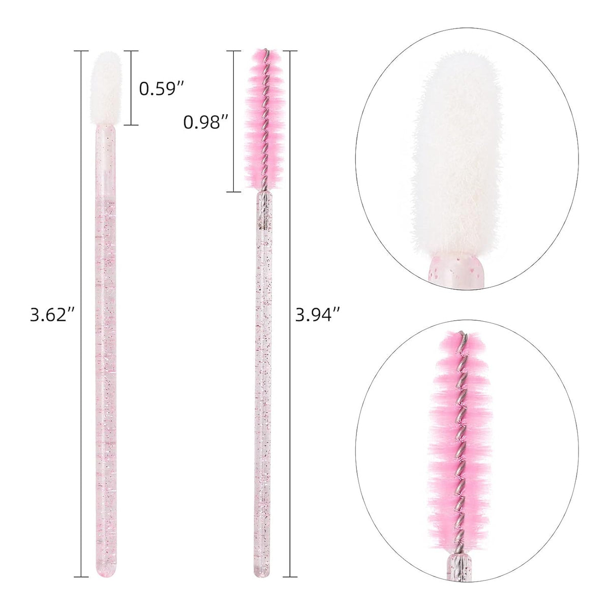 400 Spoolies Mascara Wand and Lip Brush Disposable Lash Brushes for Eyelash Extensions, Lipstick Lip Gloss Wands Applicator Tool (Pink)