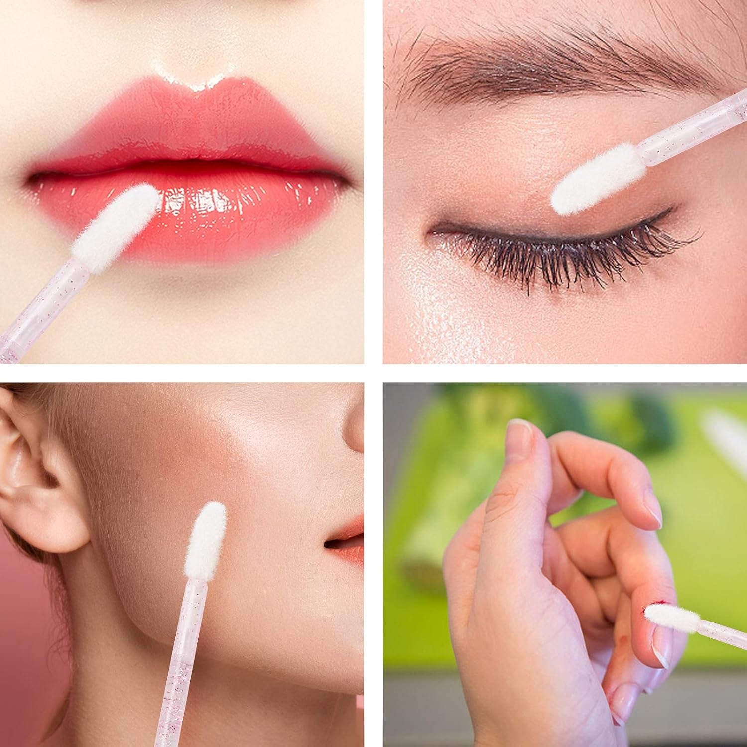 400 Spoolies Mascara Wand and Lip Brush Disposable Lash Brushes for Eyelash Extensions, Lipstick Lip Gloss Wands Applicator Tool (Pink)