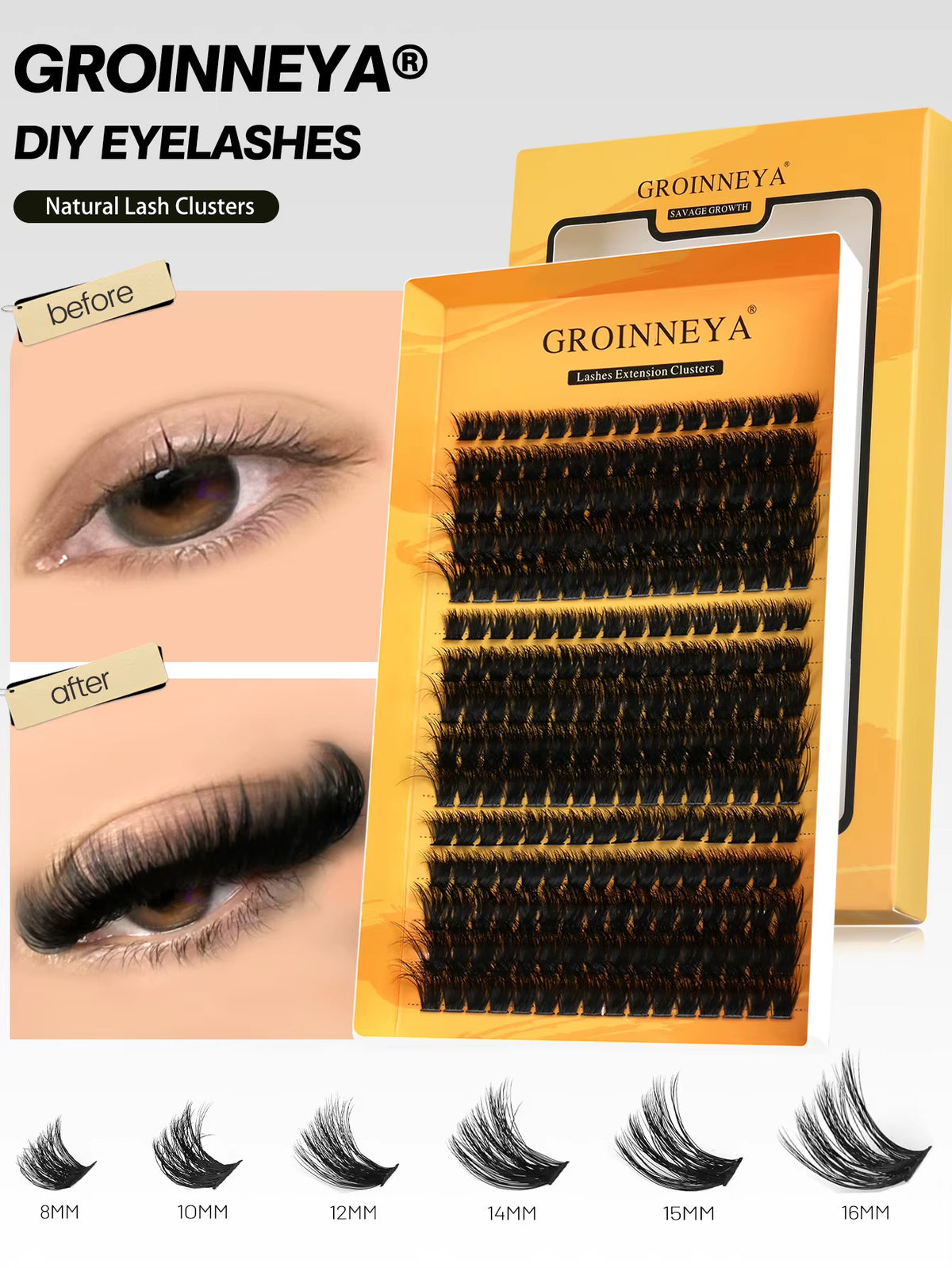 Cluster Lashes DIY Eyelash Extension C Curl Long Individual Lashes Mixed Tray Faux Mink Lash Clusters Extensions